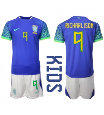 Brazylia Richarlison #9 Koszulka Wyjazdowych Dziecięca MŚ 2022 Krótki Rękaw (+ Krótkie spodenki)